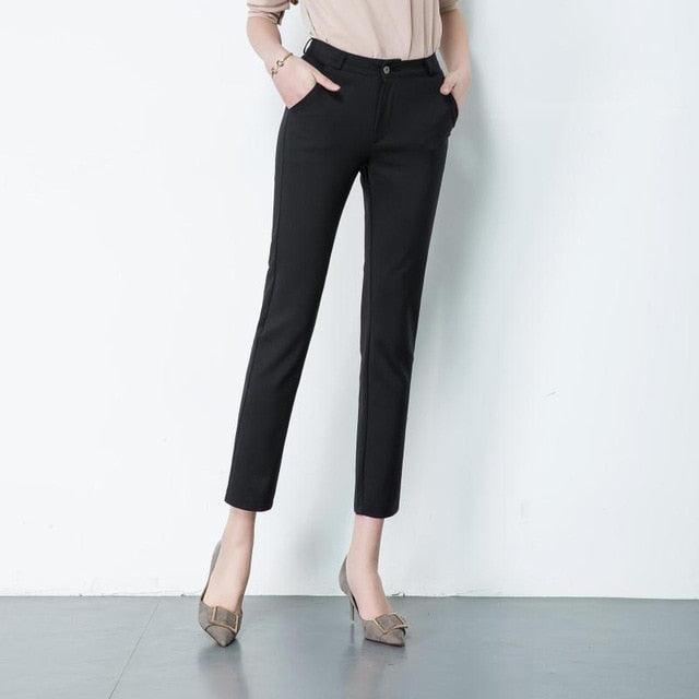 Size 8 White Stripe Black Formal Pants Mid Waist Elastic Cropped Slacks  Zipper Fly Fitted Office Pants Pocketless Classy Minimal M - Etsy
